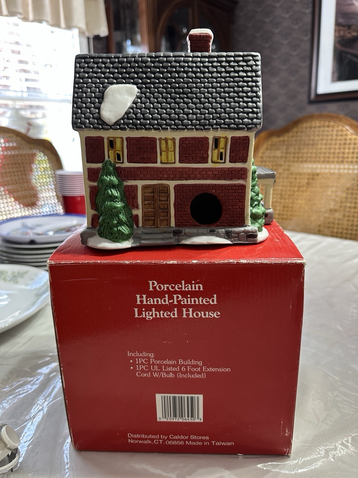 Caldor Hand-Painted Porcelain Lighted House Wraparound Porch Our Town Collection
