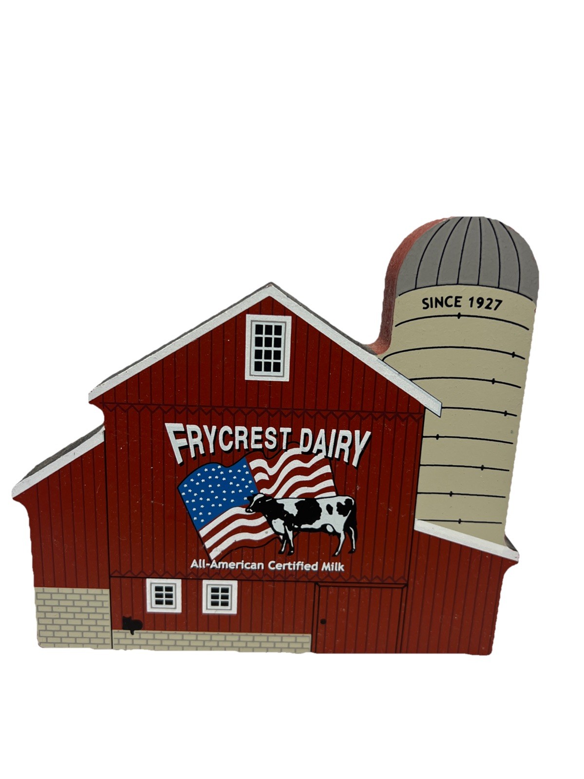 The Cats Meow Village “Frycrest Dairy Barn” Advertising Barn Series Shelf Sitter