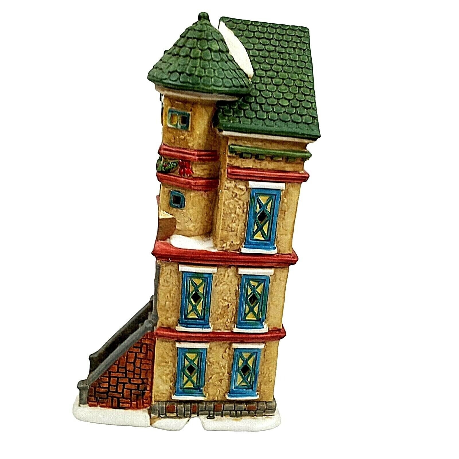 Hand Painted Lighted Ceramic Village House Paine Jewelry Building Collectible De
