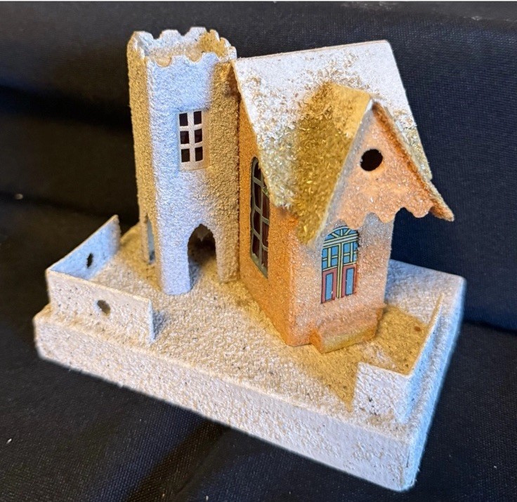7 LARGE VINTAGE CHRISTMAS PUTZ HOUSES JAPAN COCONUT
