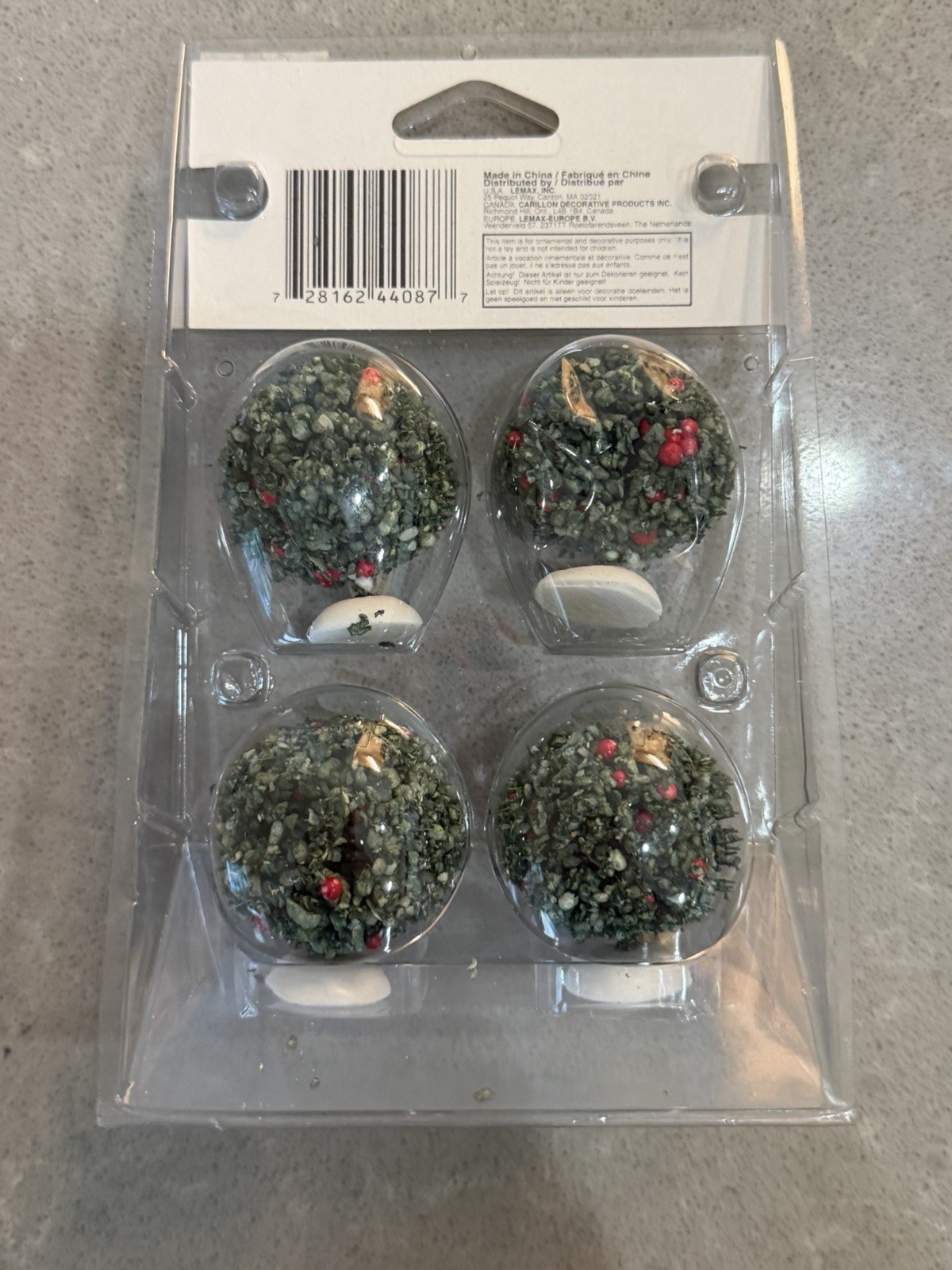 Lemax Village ROUND EVERGREEN TREES Set of 4 Figurine Christmas Set 1994 44087