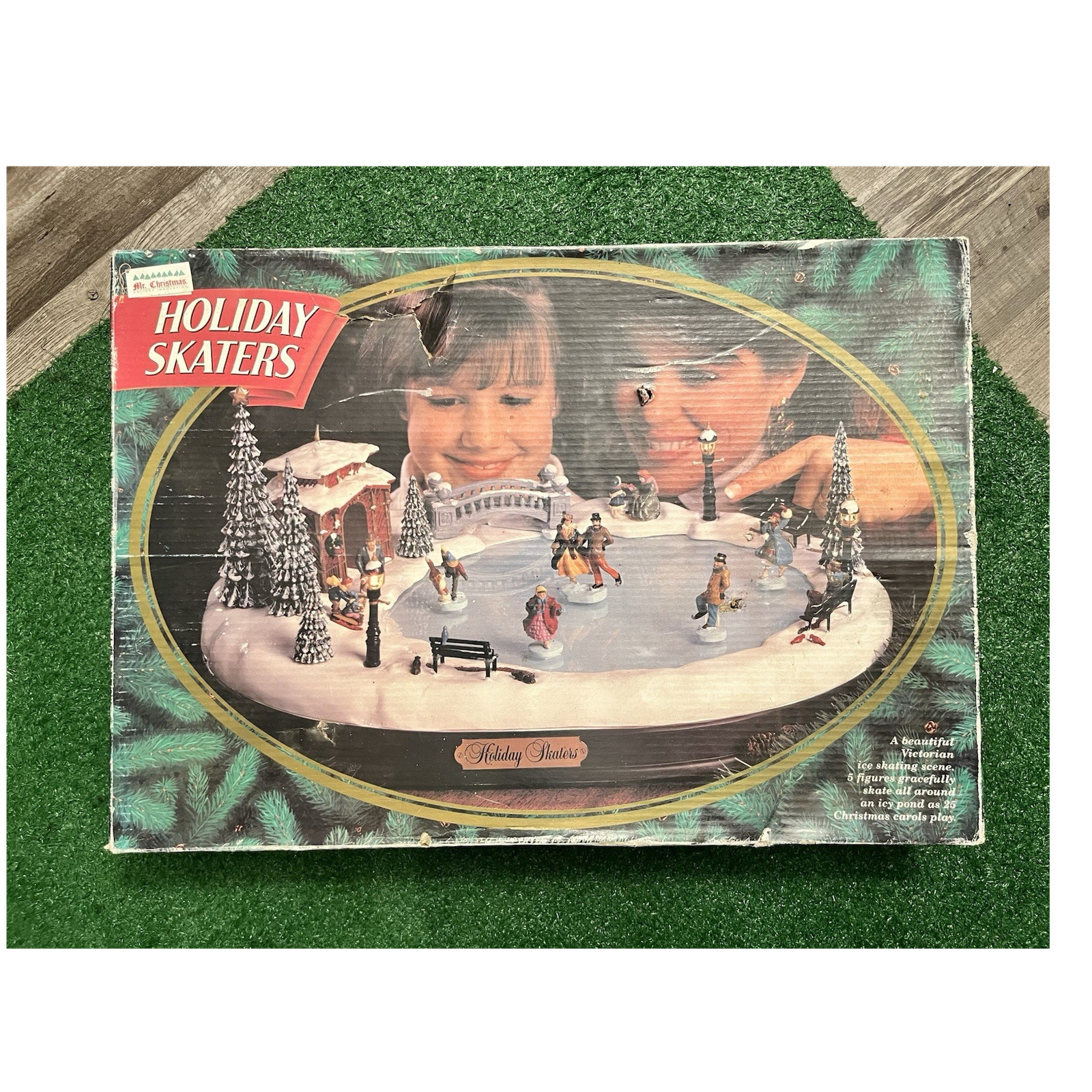 Mr. Christmas Holiday Skaters Animated Musical Victorian Village Scene, Boxed