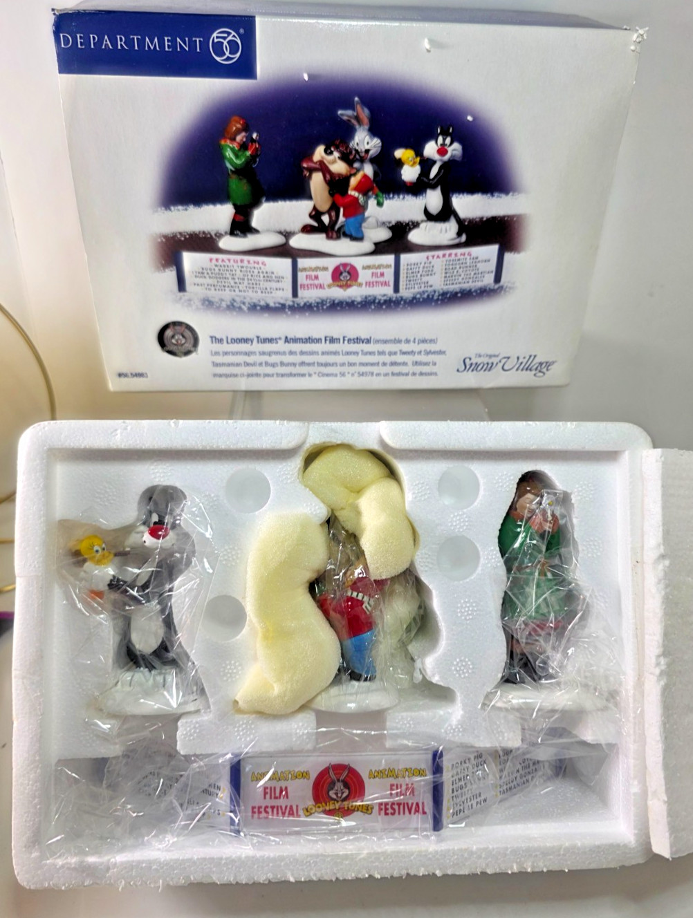 Dept 56 The Looney Tunes Animation Film Festival 54983 Set of 4 Taz Bugs Retired