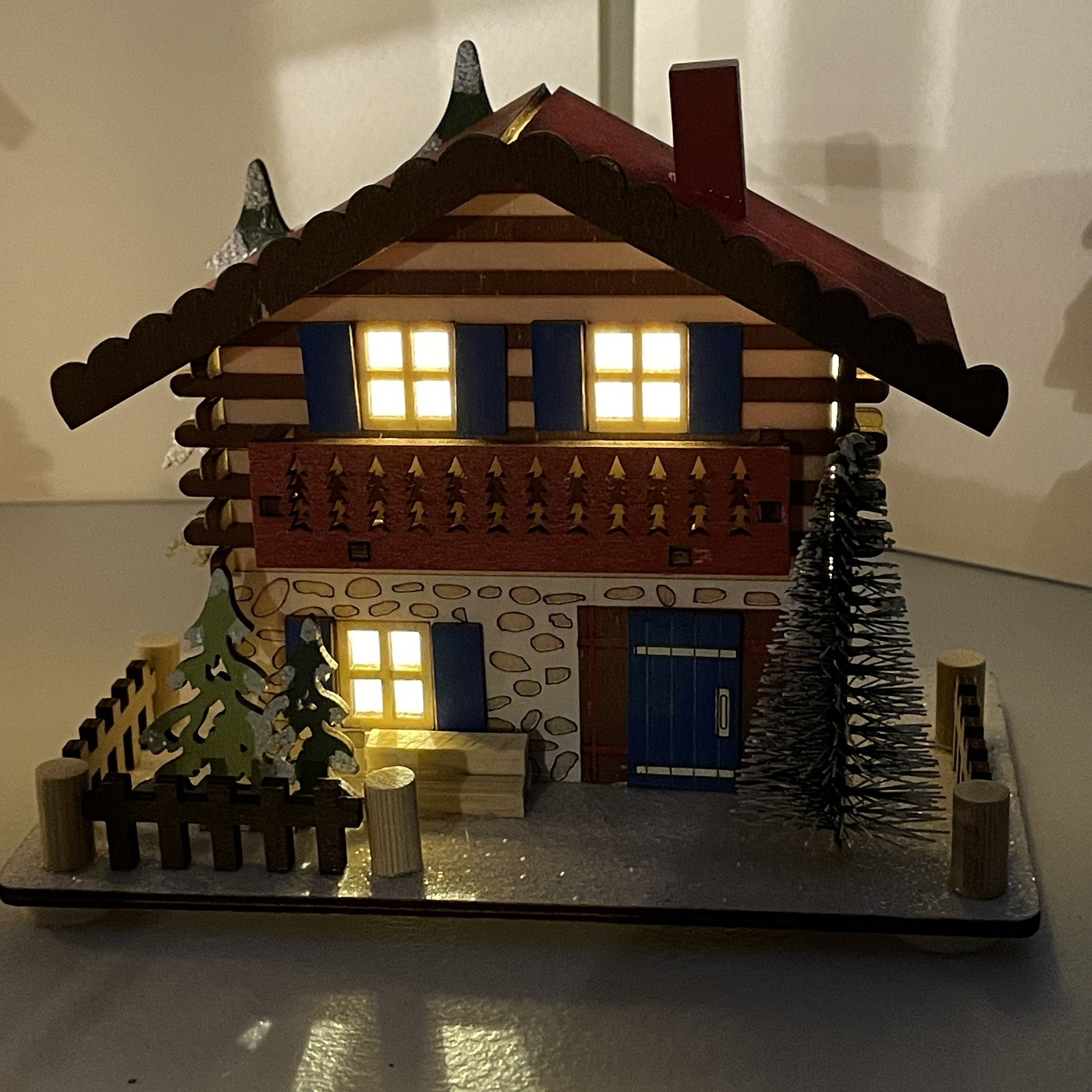 World Market Laser Cut Wood LED Shop Christmas Village German Toy Shop Houses