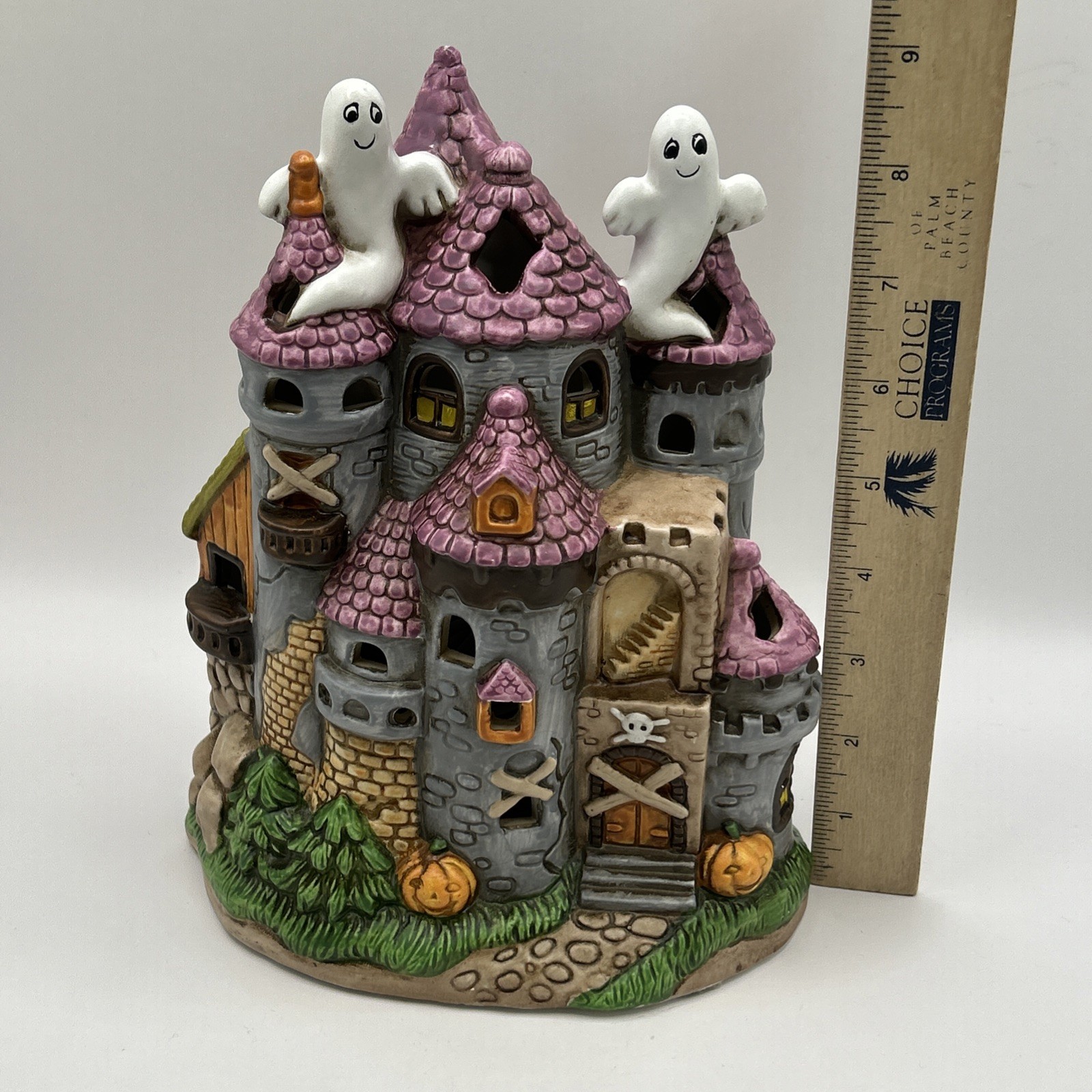 1989 Colonial Village Lefton China Haunted Castle Byron Wood Halloween Vintage