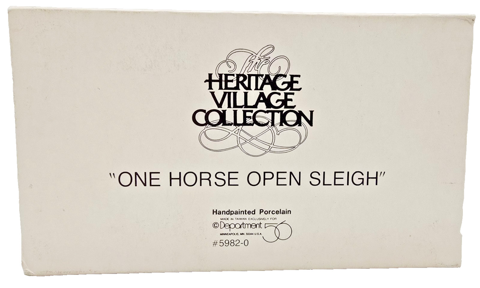 Dept 56 One Horse Open Sleigh #5982-0 Heritage Village Porcelain w/ Box Retired