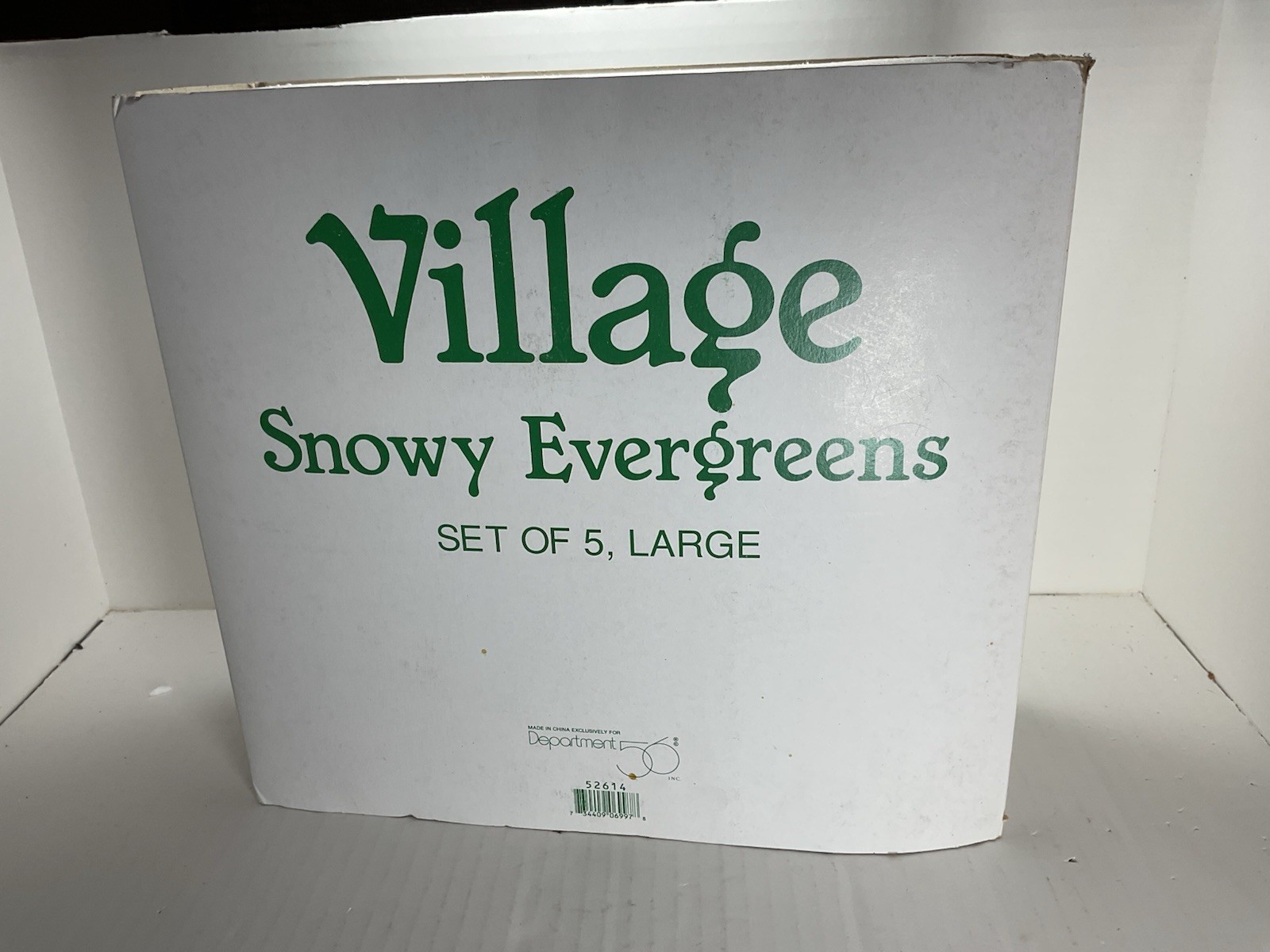 Dept 56 Village Snowy Evergreens Set of 5 Large #52614 w/Original Box – Retired