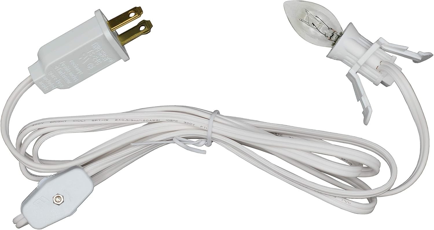 6-Foot Christmas Village Lamp Cord with Clear Incandescent Bulb – Ready to Use