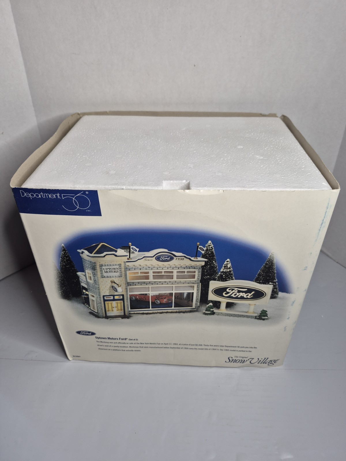 Dept 56 Uptown Motors Ford Set Of 3 Mustang Snow Village Original Box Tested