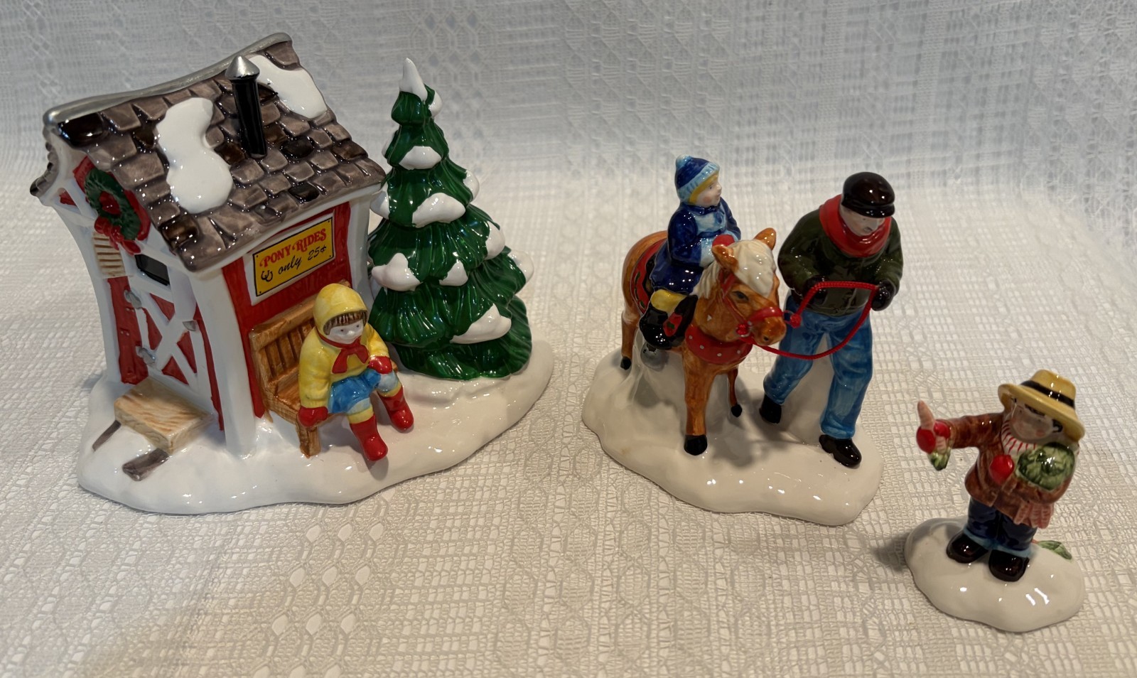 Dept 56 Snow Village Pint-Size Pony Rides #5453-4 Set of 3 w/ Box & Foam Vintage