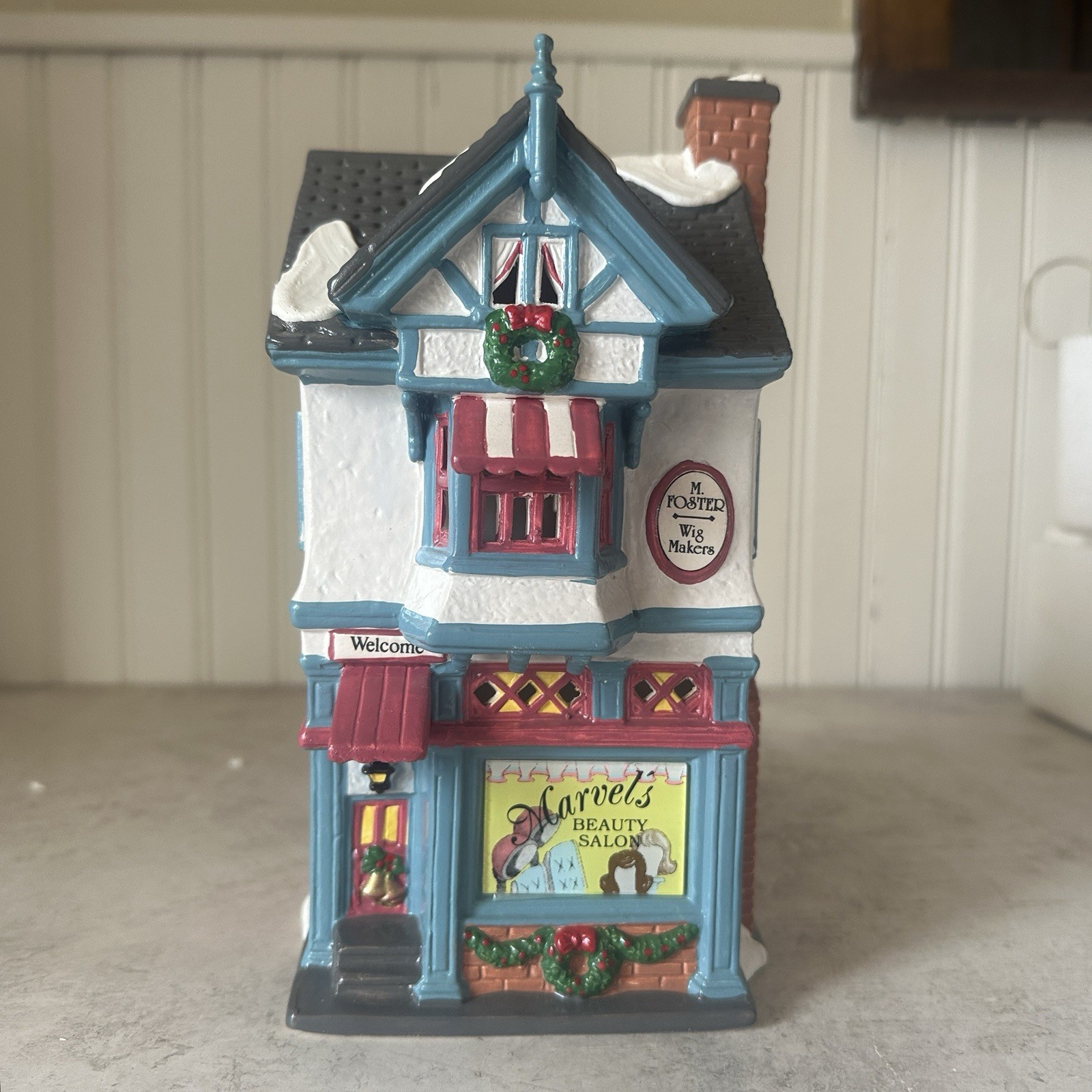 Dept 56 Snow Village Marvel’s Beauty Salon #5470-4 With Light & Box 1994