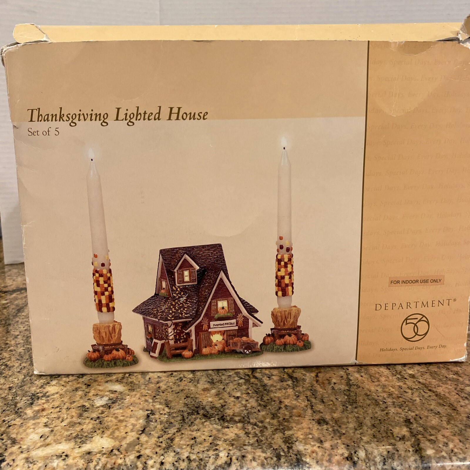 2001 Department 56 Thanksgiving Lighted House Lights Work (Original Candles)