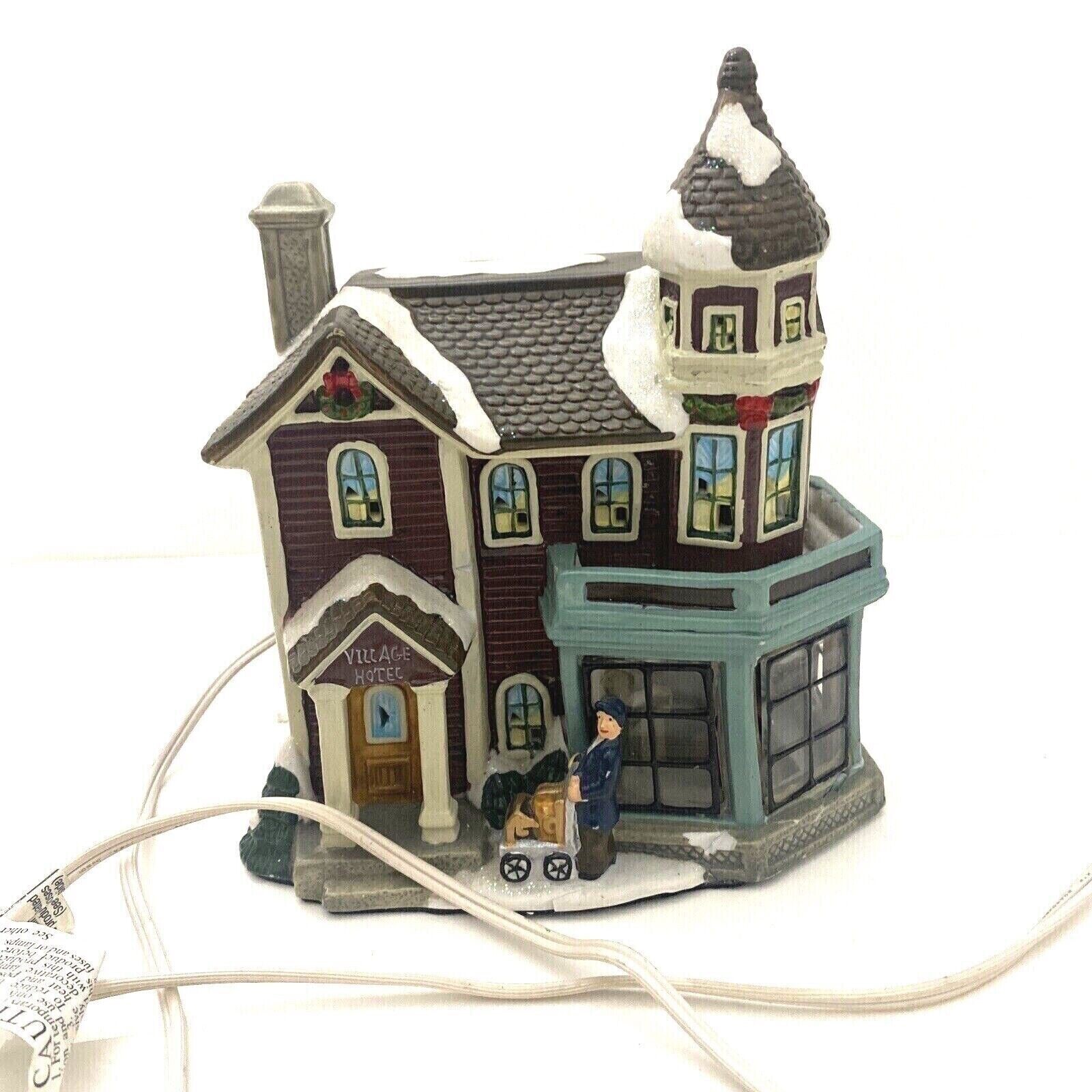 Village House Window Scene Porcelain Lighted Hand Painted Multicolor, see detail