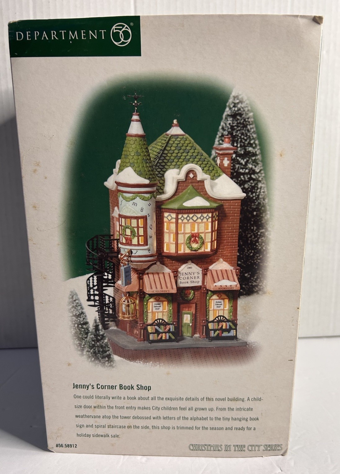 Department 56 Christmas in the City Jenny’s Corner Book Shop Lighted Boxed As-Is