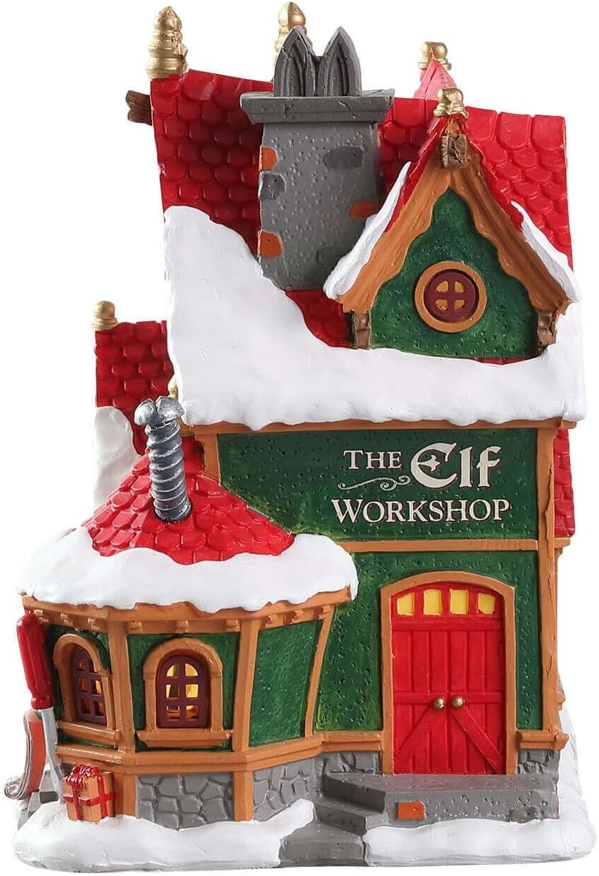 Elegant Christmas Elf Workshop – Lighted Resin Tabletop Display for All Seasons