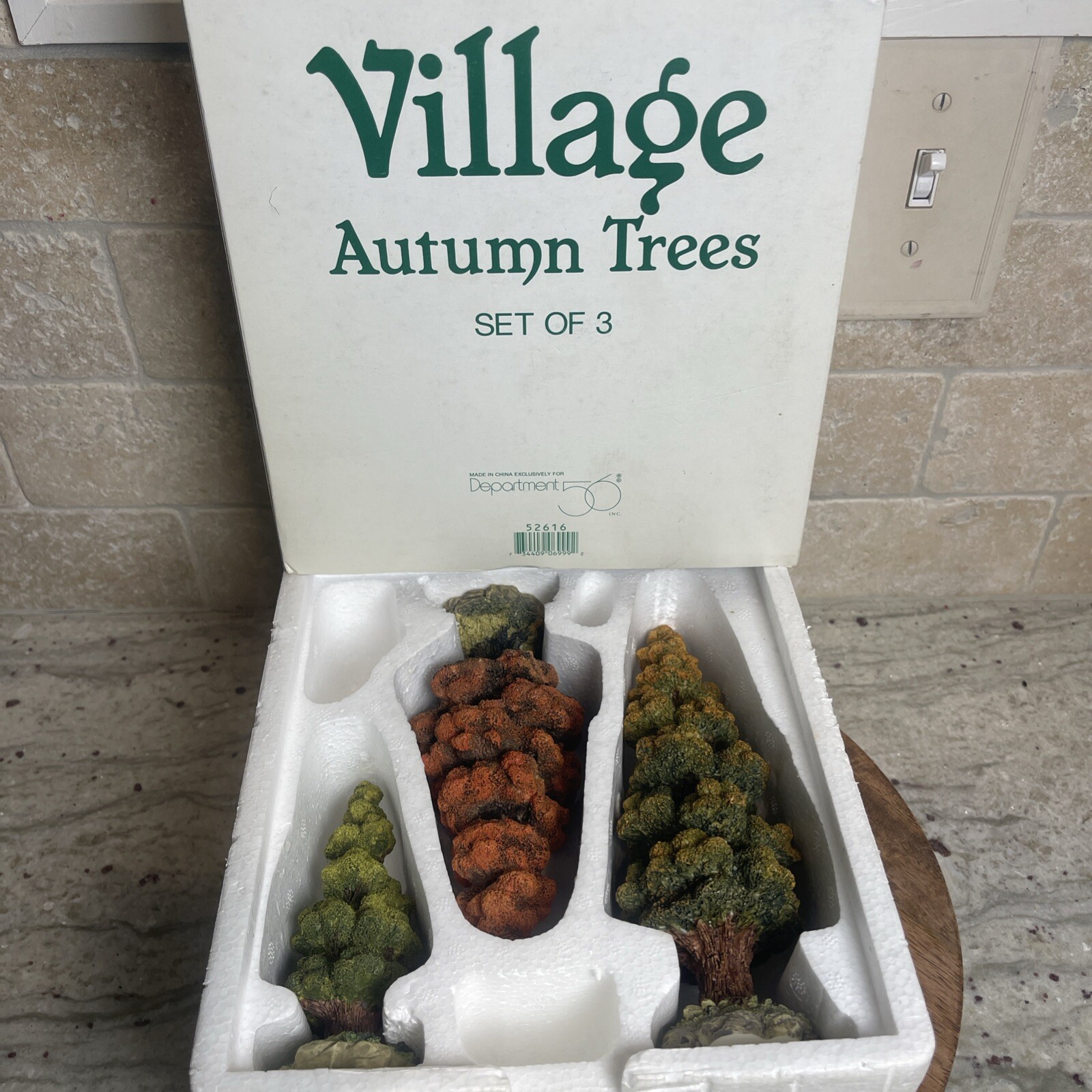 Vintage Department 56 Autumn Trees SET OF 3 #52616 in Original Box for Village