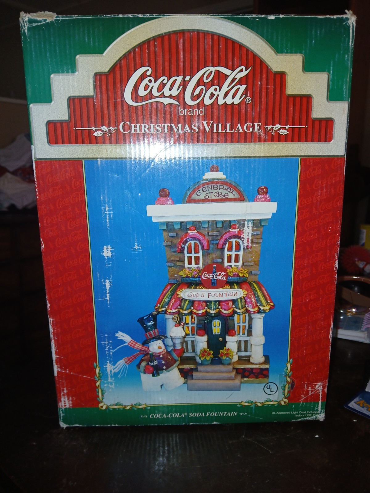 Coke Coca-cola Bottling Works Christmas Village Building Snowman Soda Fountain