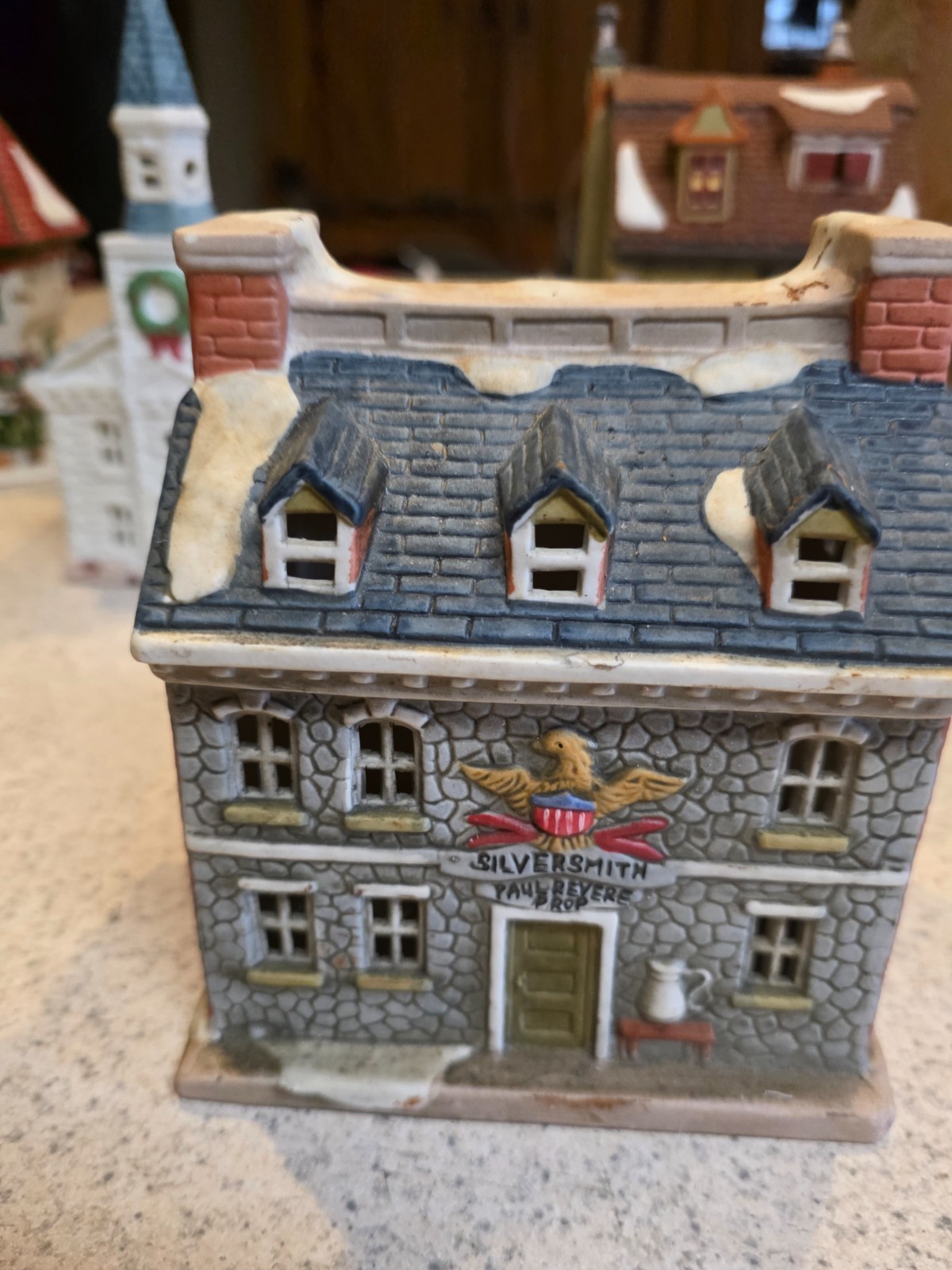 COLONIAL AMERICA COLLECTION ” SILVERSMITH SHOP ” CHRISTMAS VILLAGE BUILDING 1989