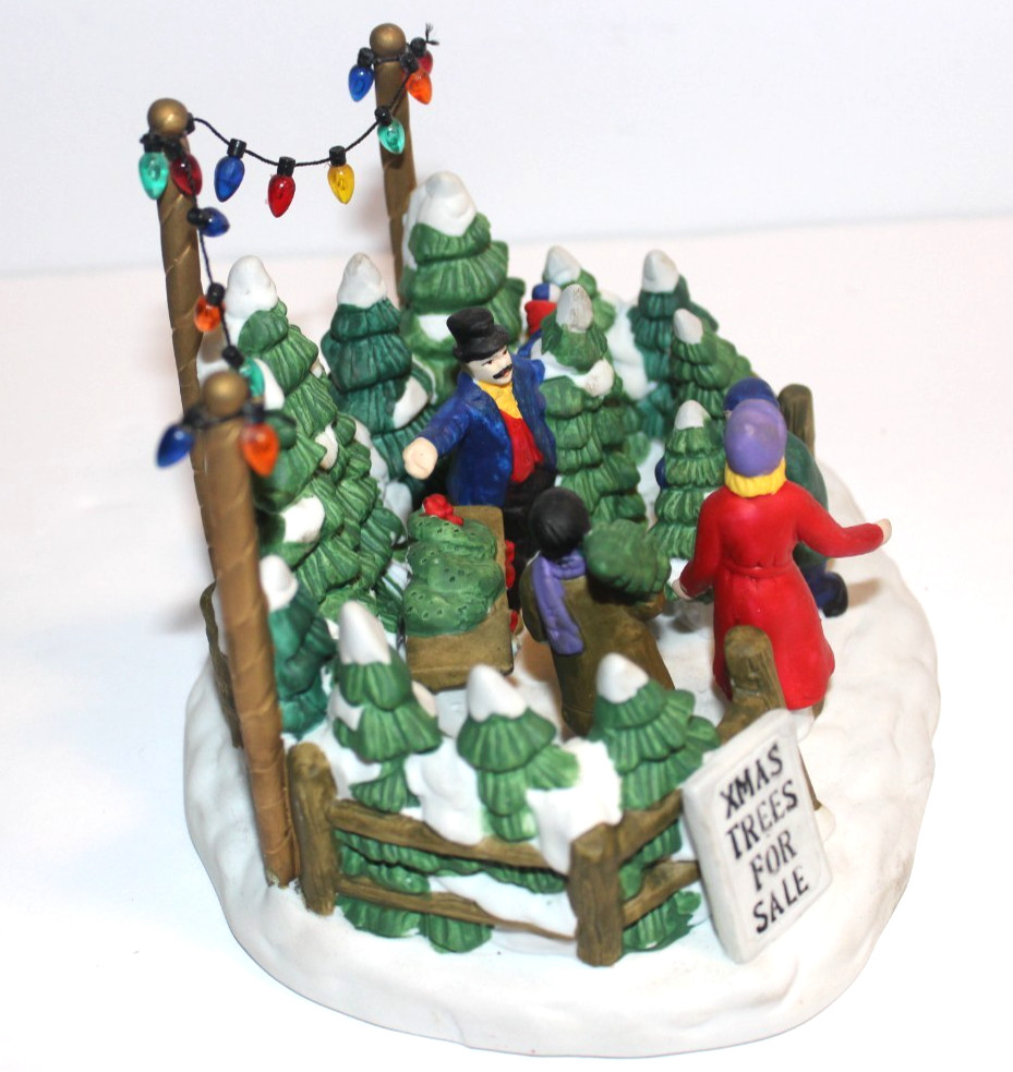 Christmas Village Display “Trees For Sale” Tree Seller 4.5″ tall Porcelain Used