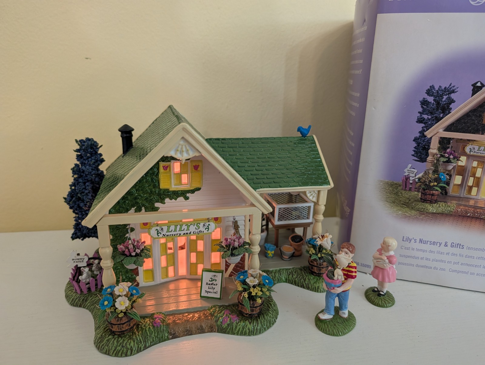 Dept 56 Snow Village Easter Lily’s Nursery & Gifts Lighted House 3 Pc Set