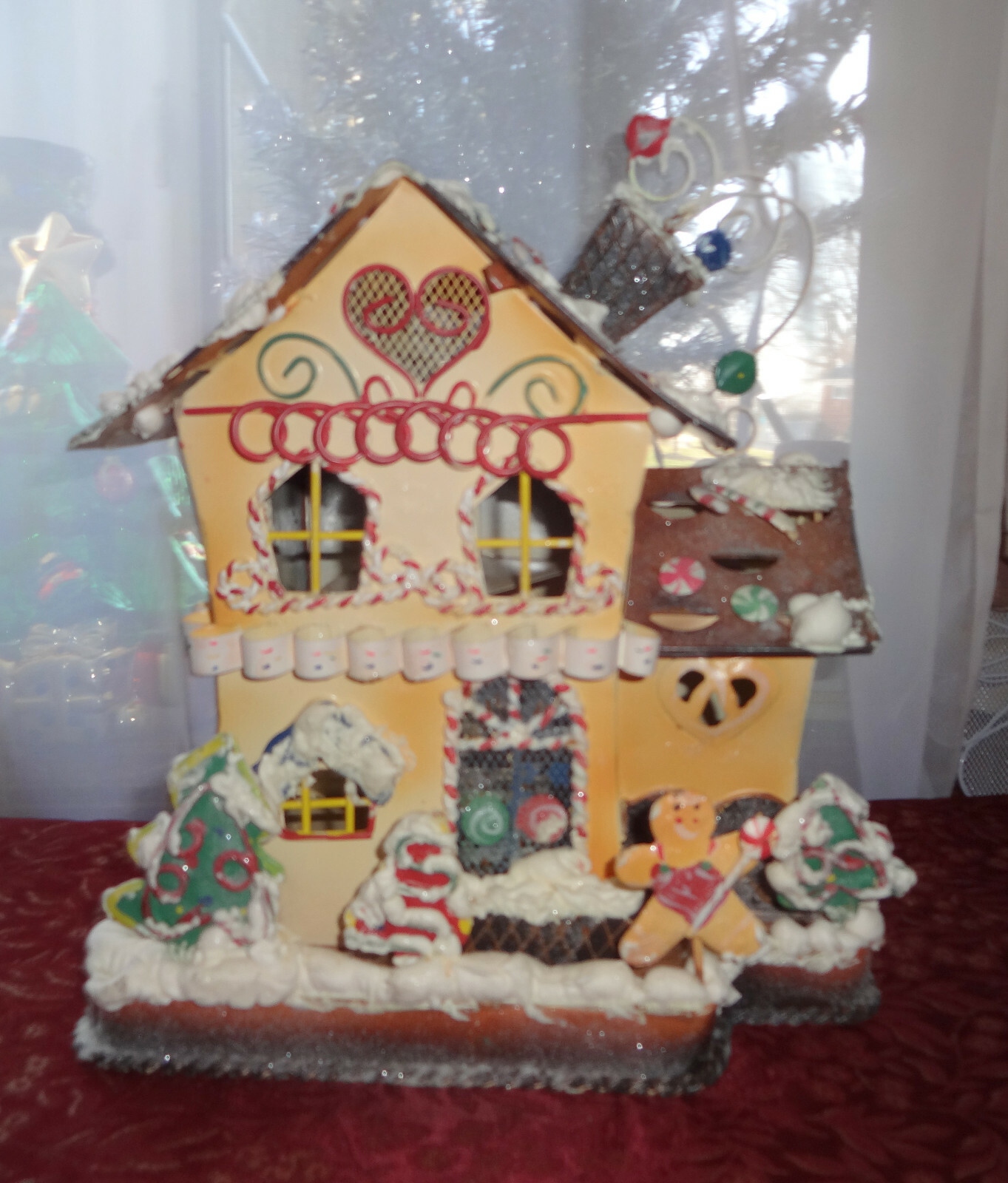 Vtg Home Interiors Christmas Thin Gingerbread Candle Tea light House Village