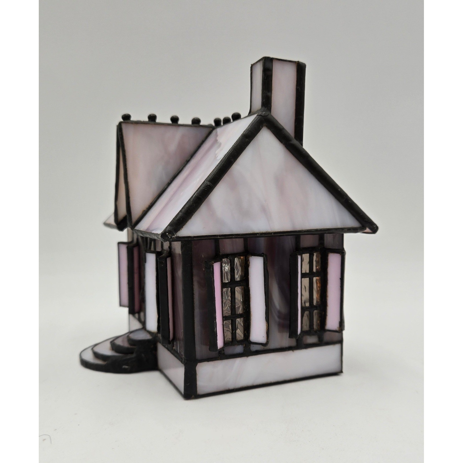 Bill Job Vitreville Candy Makers Cottage SH61A Stained Glass House 1993 Lighted