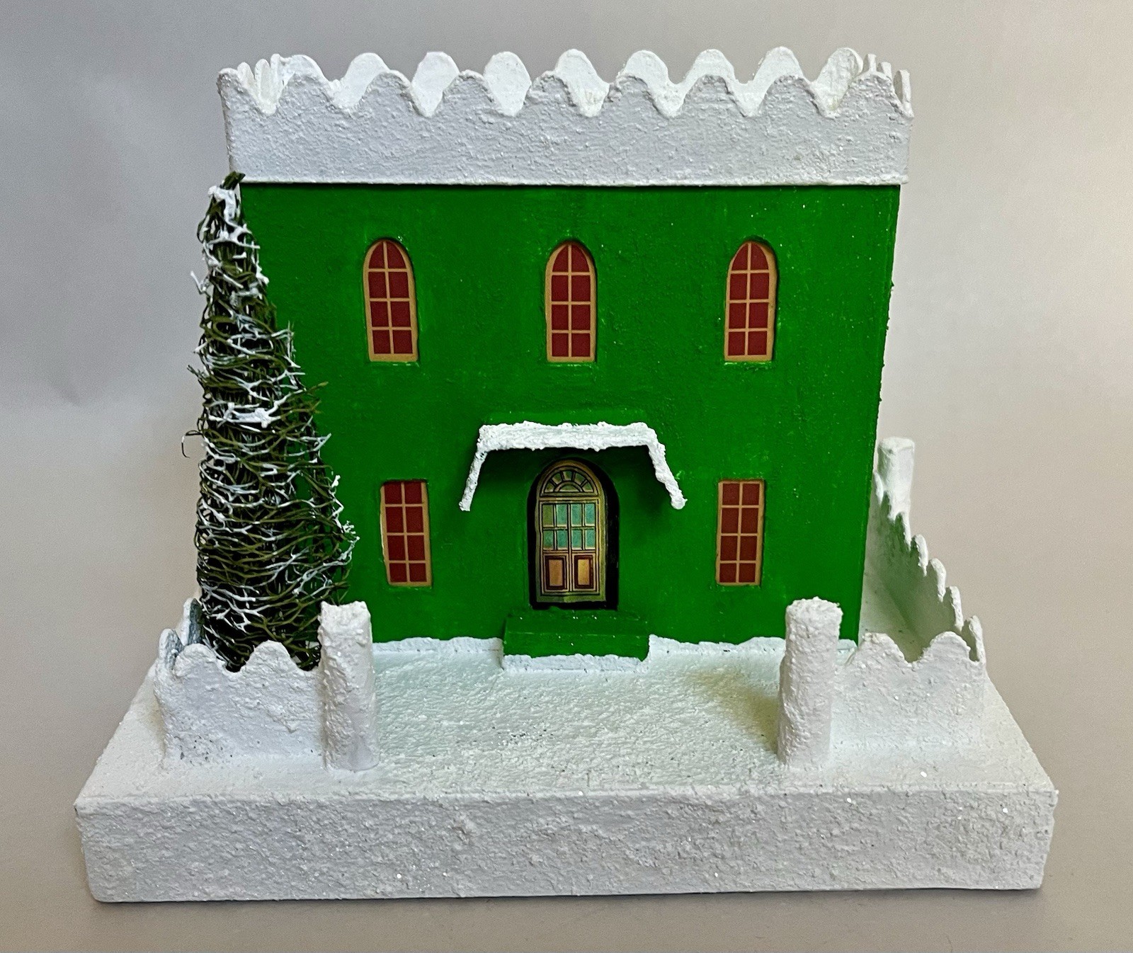 Handmade Putz Glitter House 1940’s Retro Style Cardboard House #10