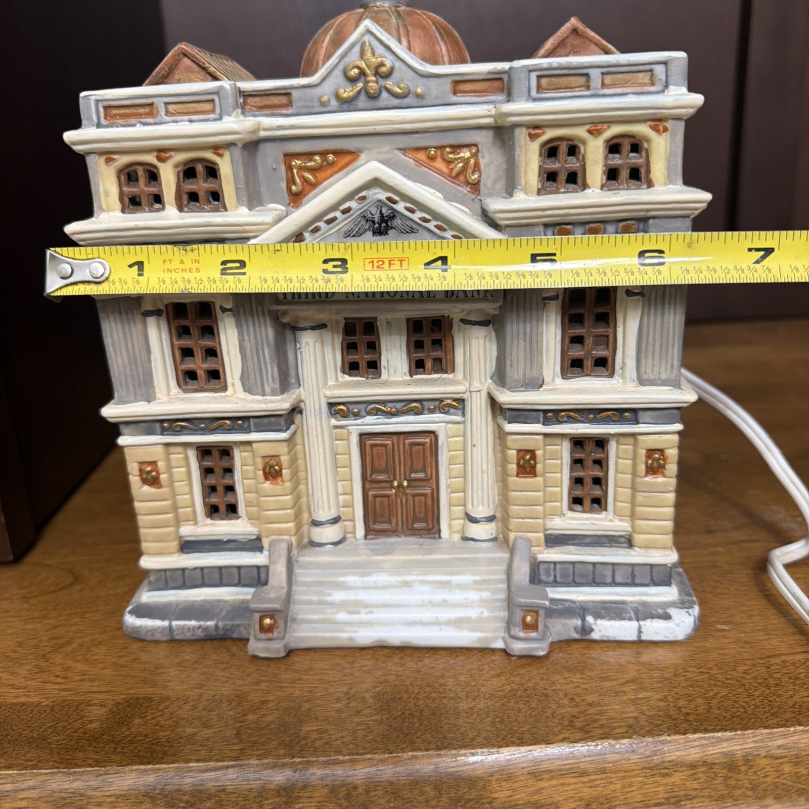 Lemax Ceramic Building Third National Bank Holiday Village 7″ Vintage Lights Up