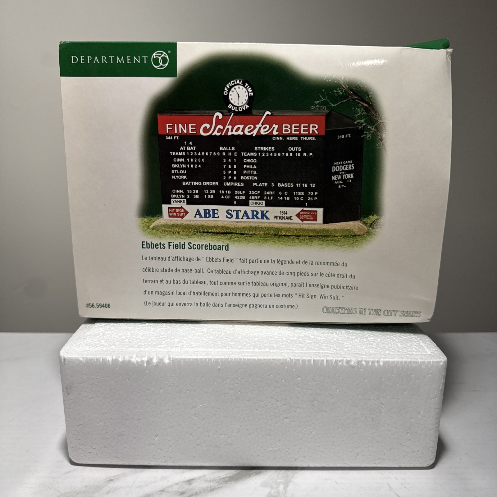 Brand New! Dept 56 Christmas In The City Ebbets Field Scoreboard 2002 Baseball