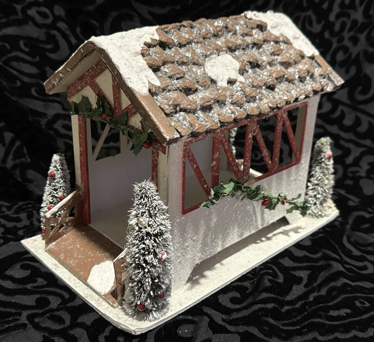 Holiday Christmas Snow Cover Bridge 7.5in X 6.25in X 11in