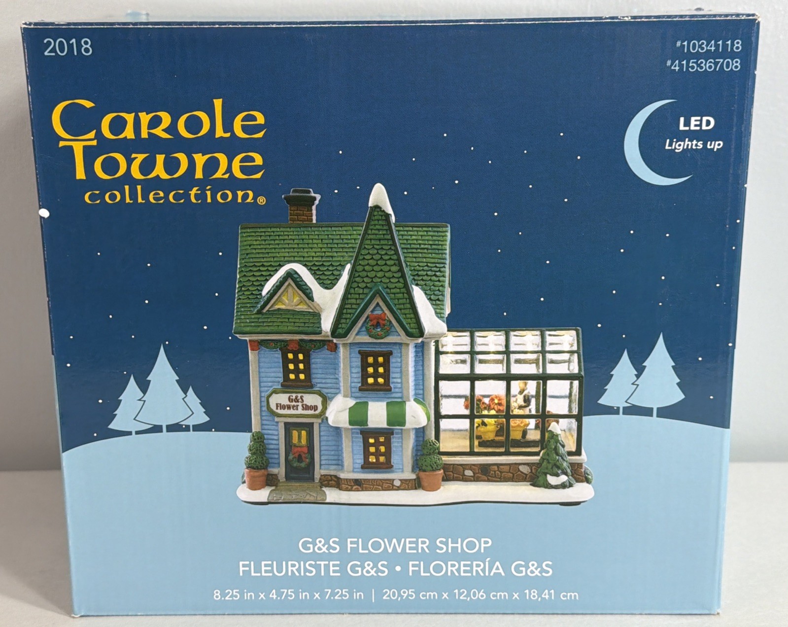 Carole Towne 2018 Christmas Village G&S Flower Shop Glass Greenhouse w/ Box