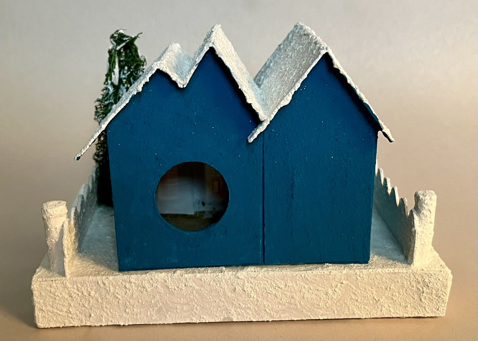 Handmade Putz Glitter House 1940’s Retro Style Cardboard House #1