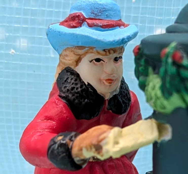 Adorable girl braids mailing letter Porcelain Christmas Village NO BOX INV328