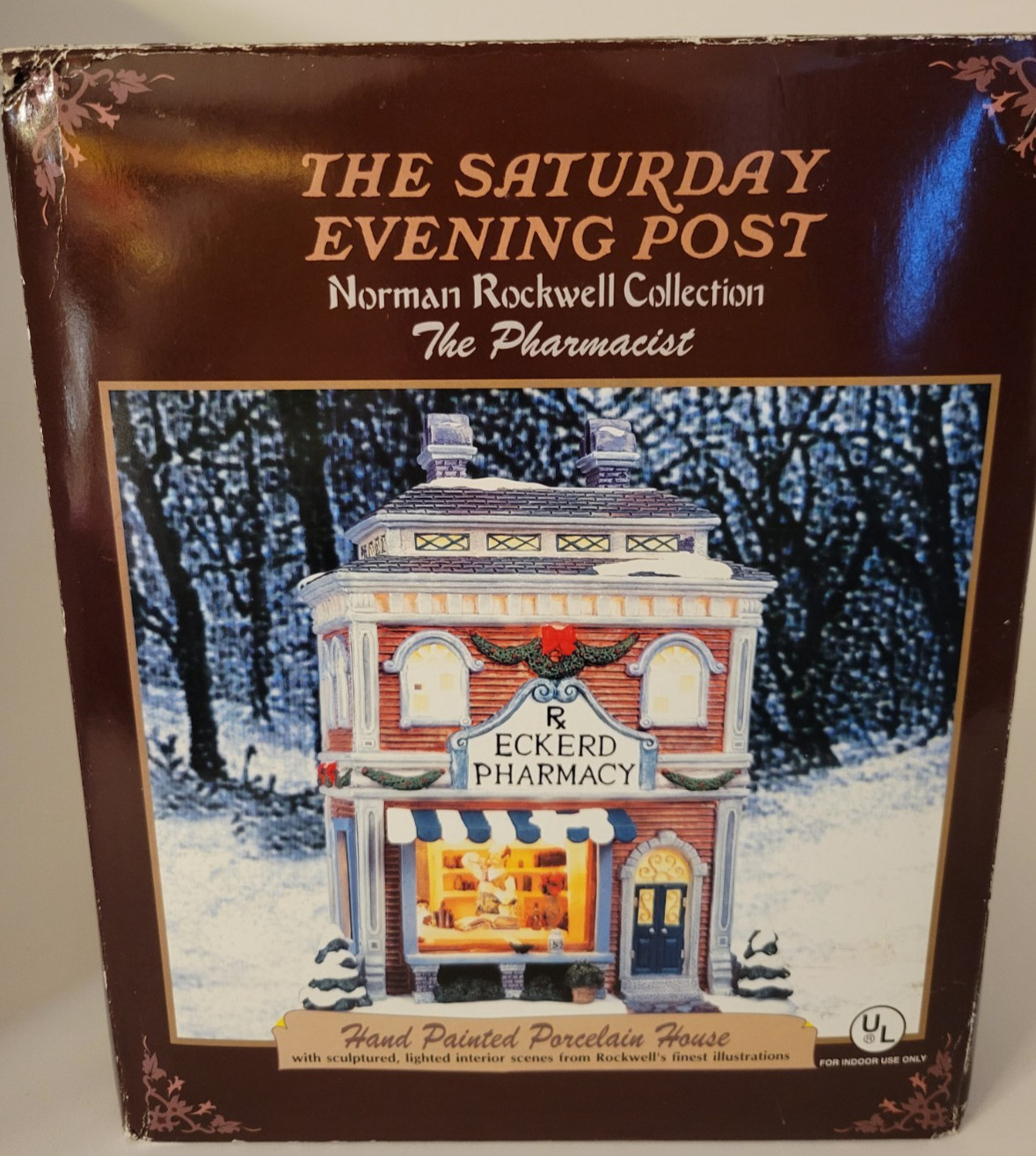 Norman Rockwell Christmas Village Eckerd Pharmacy, The Pharmacist NEW
