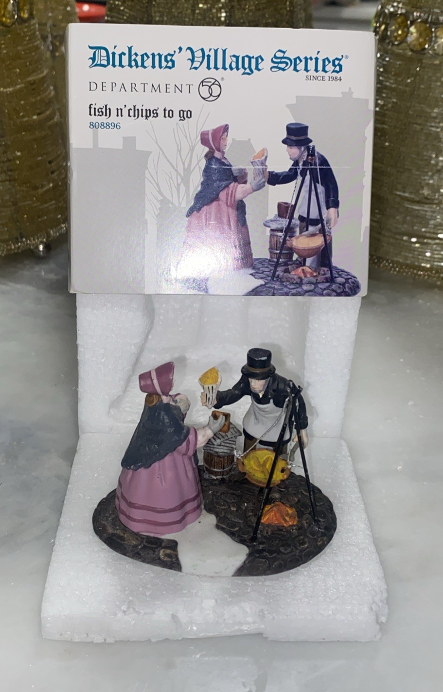 Dept 56 Dickens Village FISH N’ CHIPS TO GO! Hot Food, Vendor # 808896 NIB.
