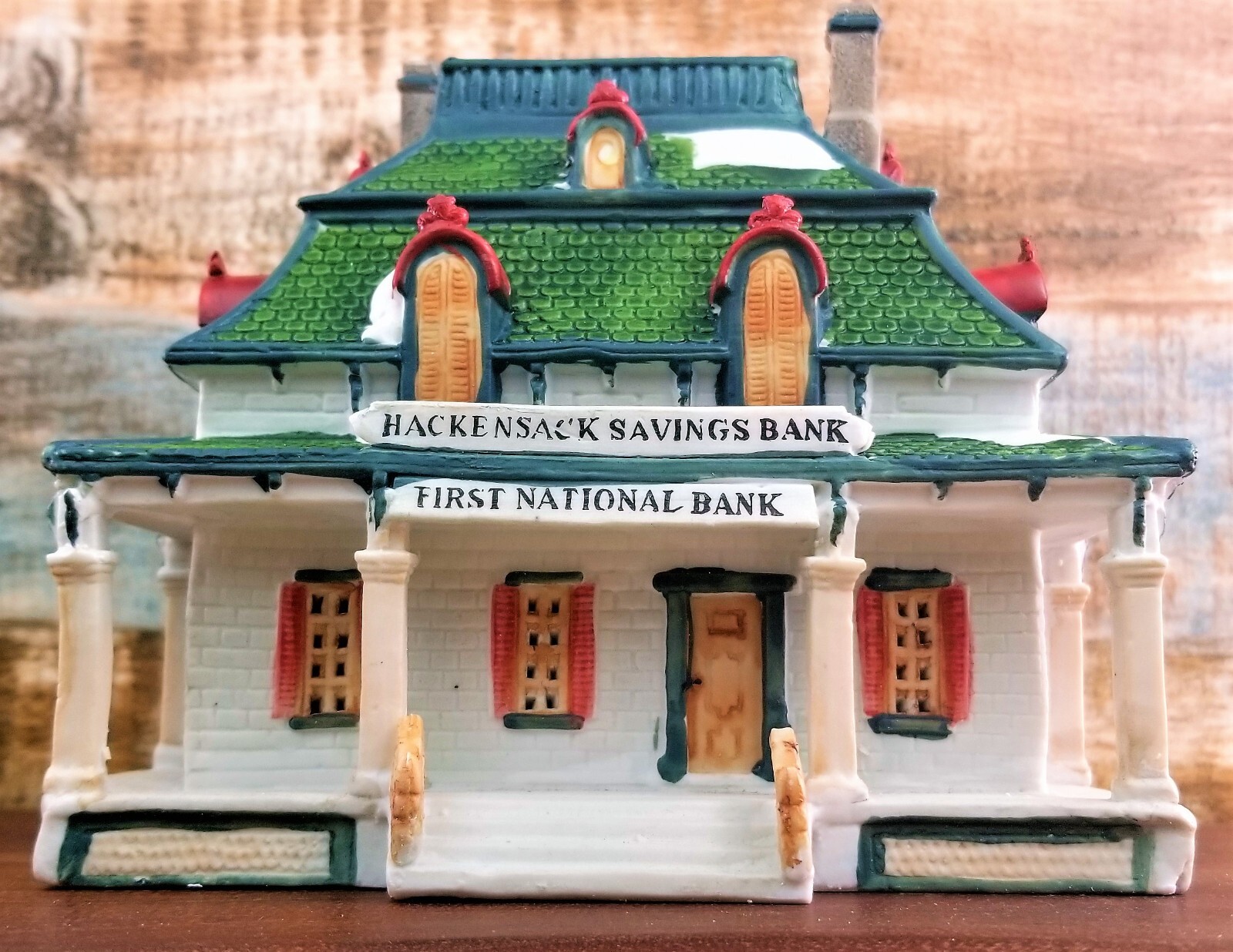 Vintage Caldor Village Lighted Christmas Hackensack First National Savings Bank