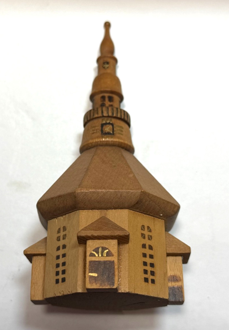 Vintage Miniature Erzgebirge Wooden Church Decoration Christmas East Germany