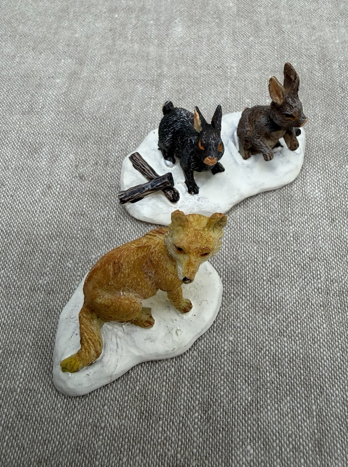 Vtg Christmas Village Miniatures Figures Lot of 7 Woodland Backyard Animals Fox