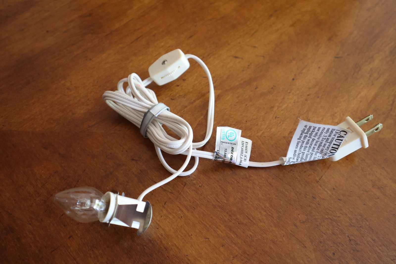 6 Foot Single Bulb Socket Light Cord Christmas Villages Buildings Roll Switch C7