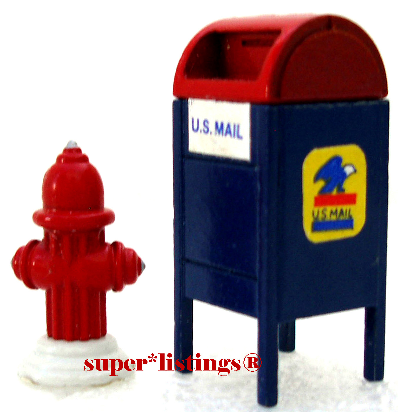 Dept. 56 Mailbox & Fire Hydrant Set of 2 Blue US Mail USPS New in Box RARE 55174