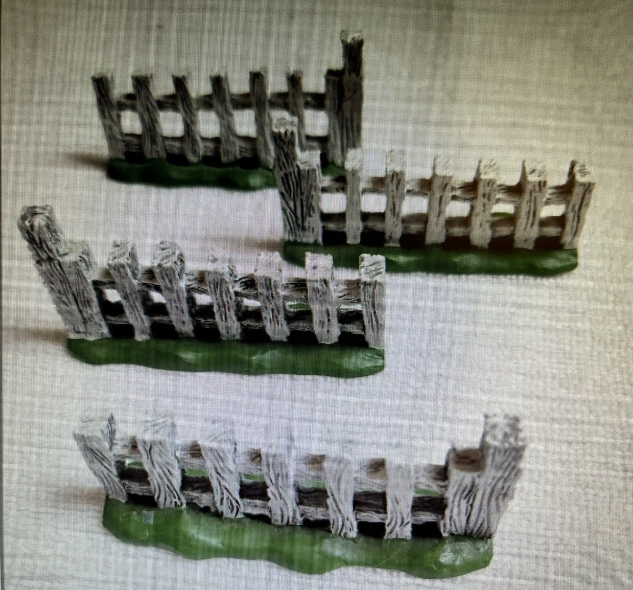 1996 Lang And Wise Folk Art Villages Old Stonington (4) Stick Fences (green base
