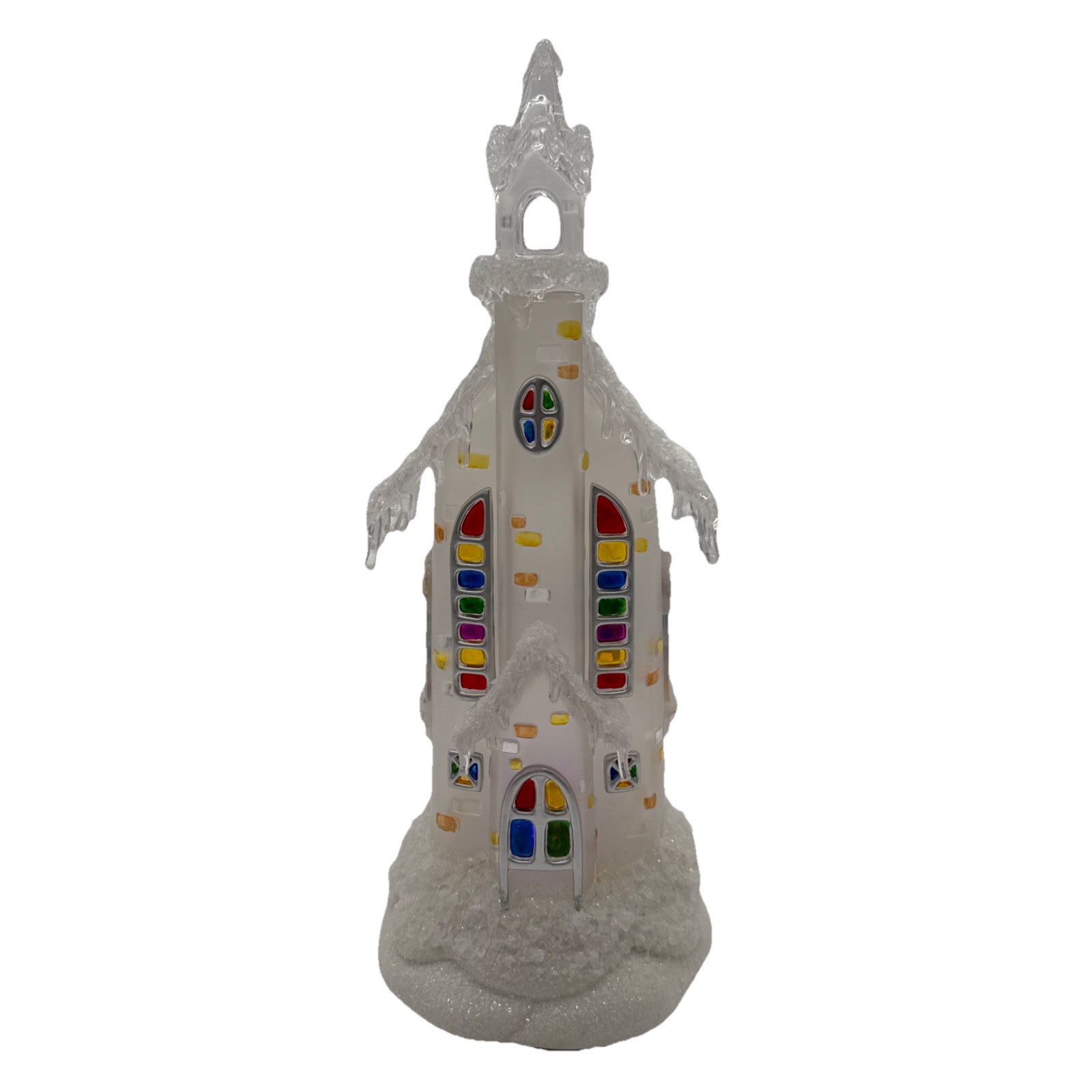 Vntg Heritage Mint Holiday Ice Christmas Chapel in the Snow Color Changing