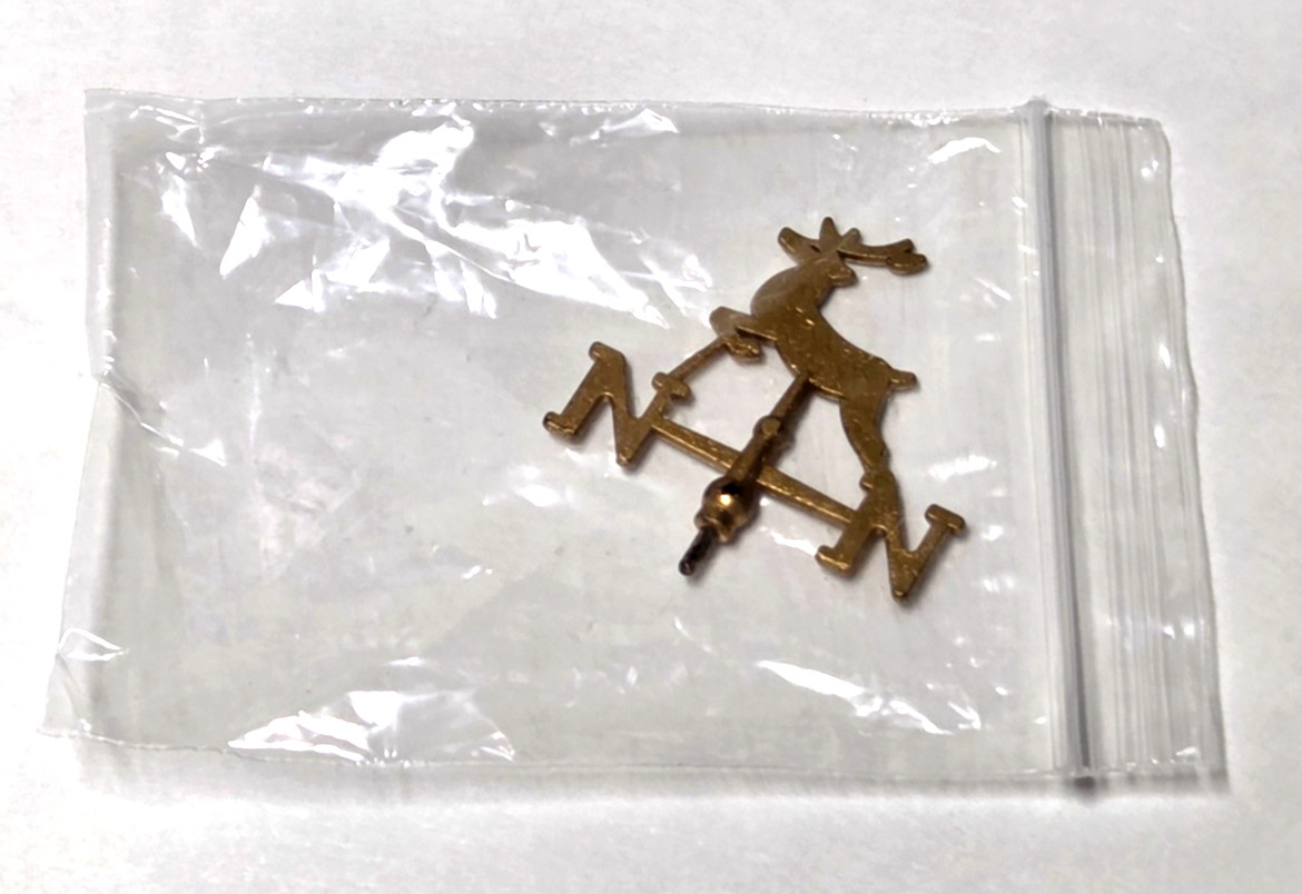Dept 56 Reindeer Weathervane Brass North Pole 1″ Tall Village Accessory