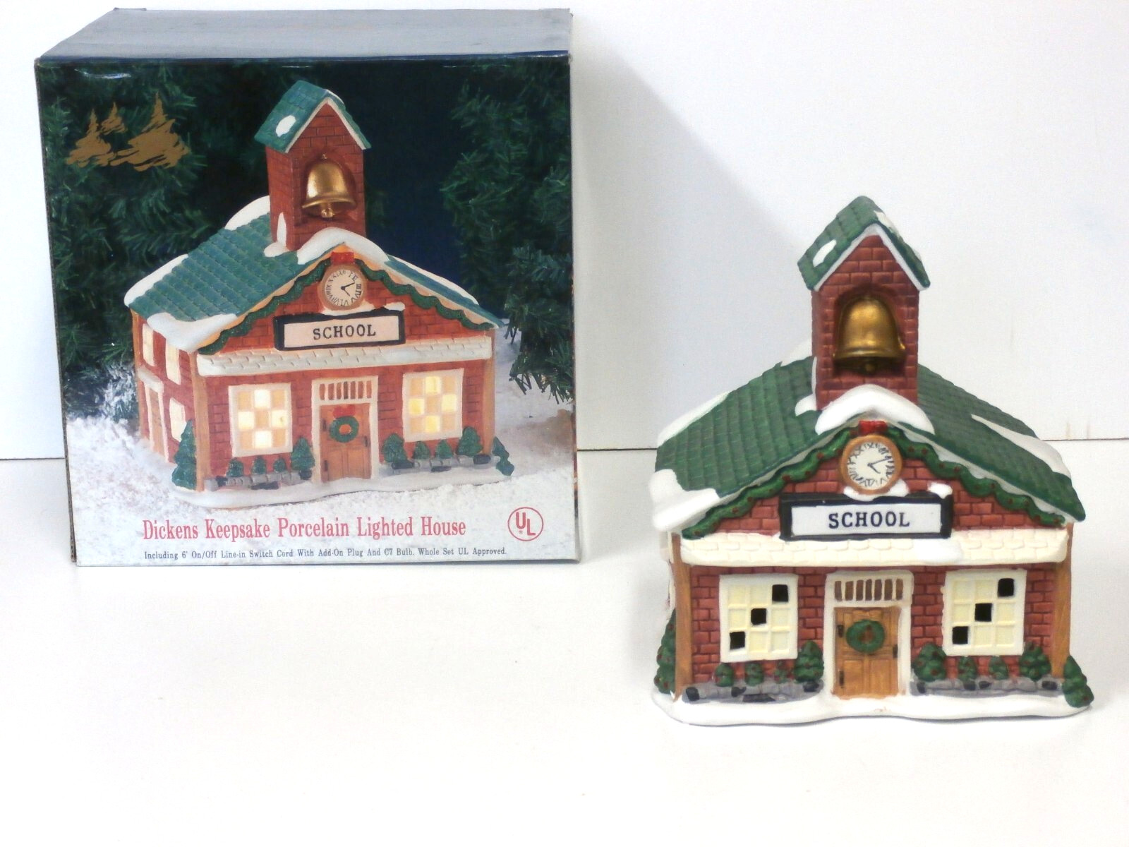 Vtg. Dickens Keepsake Lighted House School Porcelain 1993