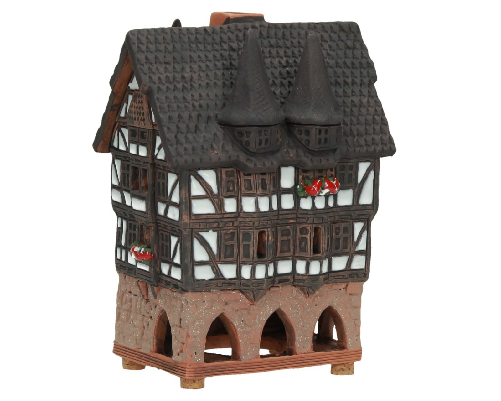 Ceramic Miniature House Cone Incense Holder Town Hall in Alsfeld 11 cm © Midene