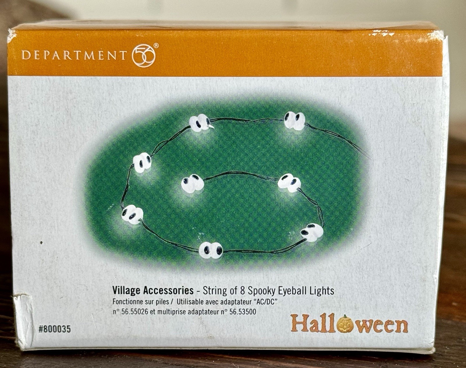 NEW String of 8 Spooky Eyeball Lights Dept 56 Halloween Village Glowing 53080