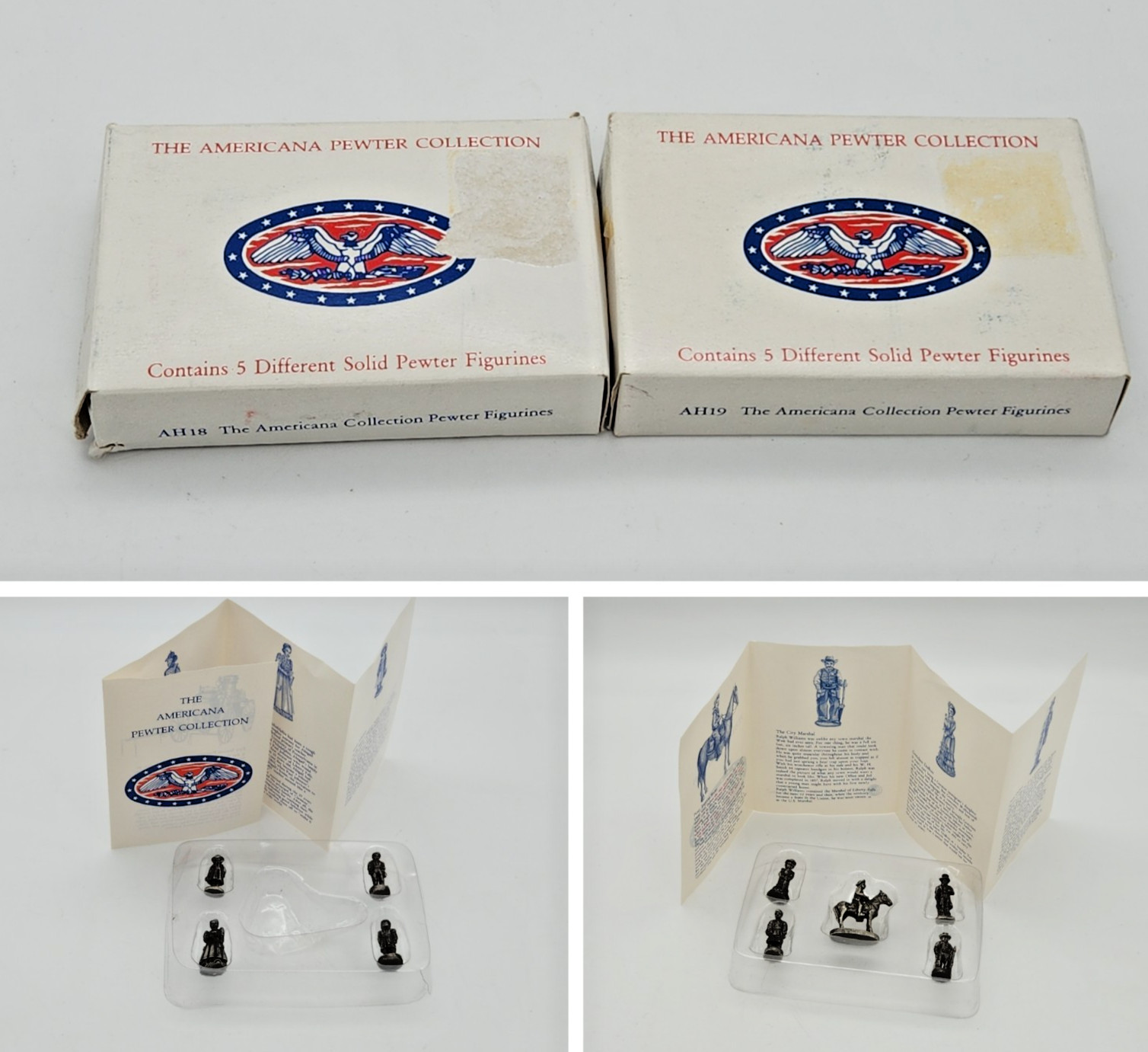 2 Boxes Liberty Falls Americana Pewter Collection AH18, & AH19 (READ, missing 1)