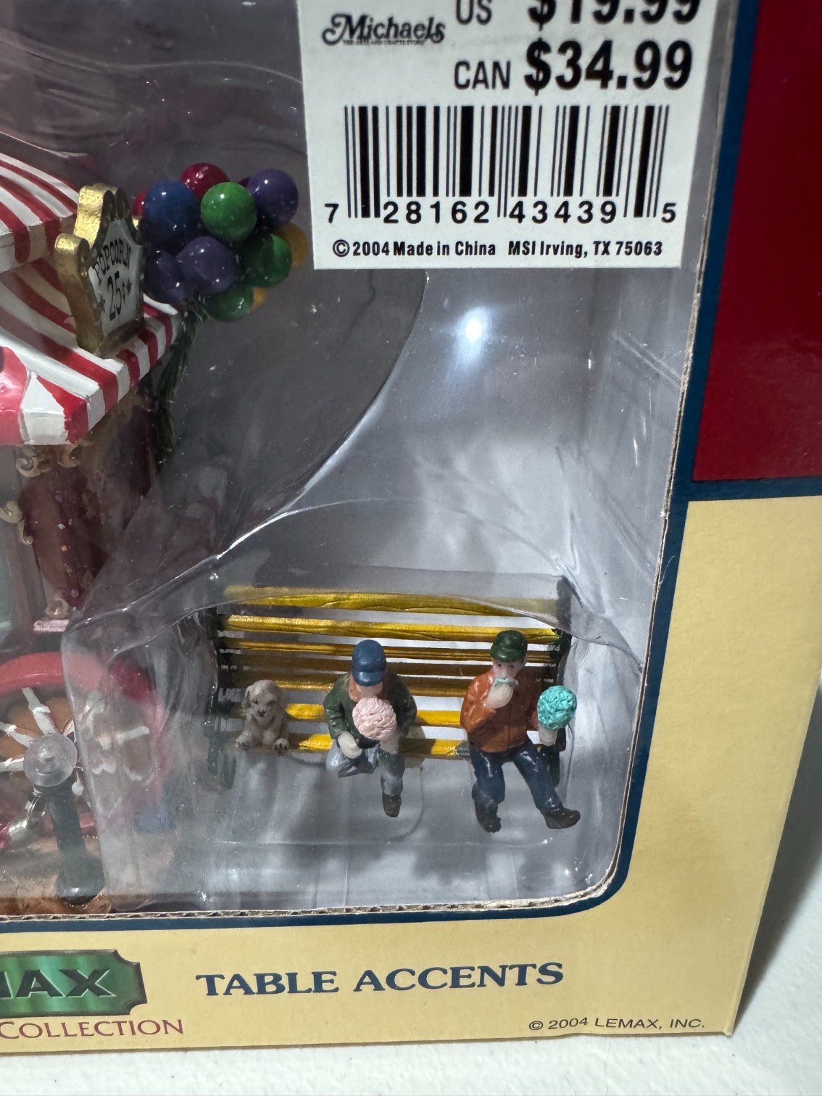 Lemax Carnival Food Kiosk COTTON CANDY & HOT POPCORN NEW NIB w/ BENCH + BOYS