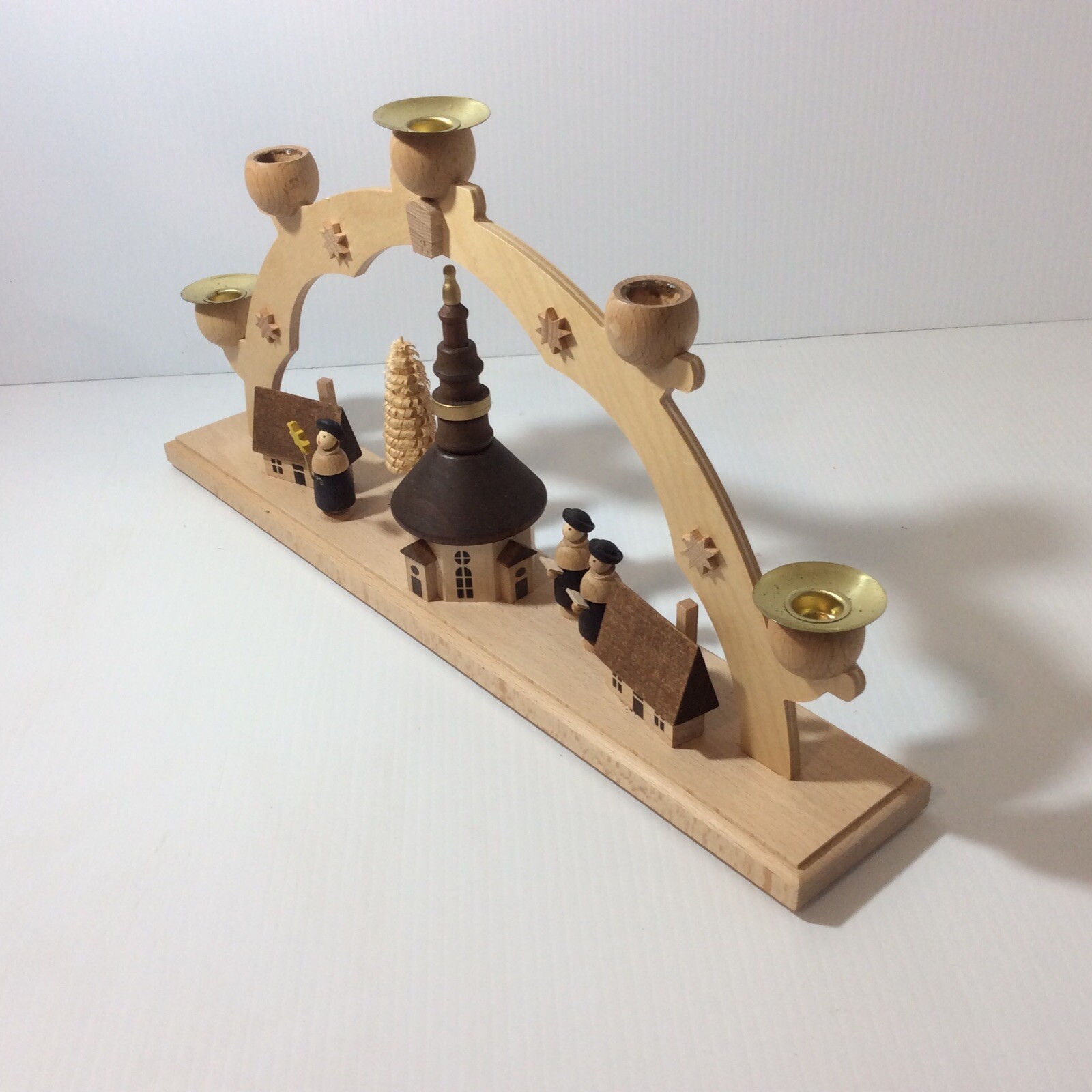 R G Seiffen Church Village Candle Arch Christmas Ornament Wood Handmade Germany