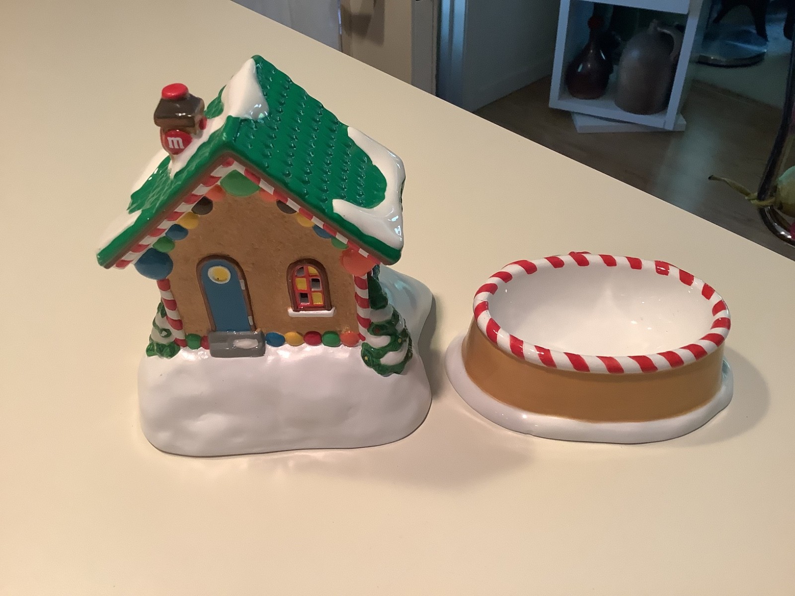 Department 56 M & M’S Lighted Ceramic Candy Store w/ Candy Dish House Vintage